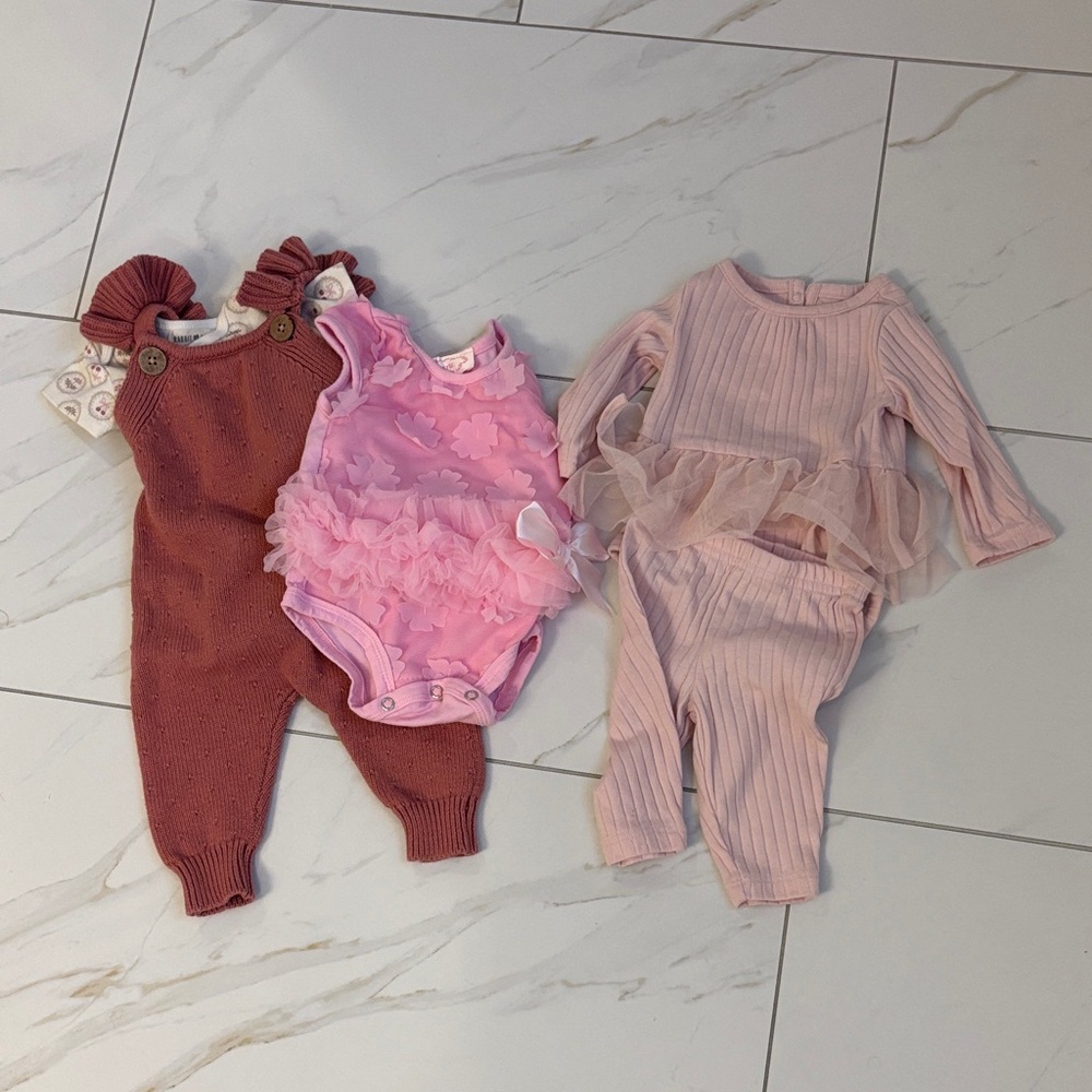 Pink Baby Girl 3 Month Bundle - Carters & Rabbit Bear Organic